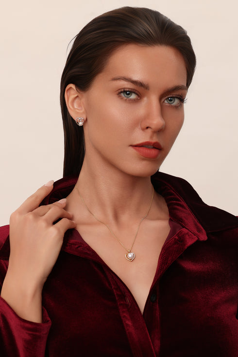 6–7mm Freshwater Pearl Heart Earrings - Earrings made with hand-selected pearls from House of Pearls