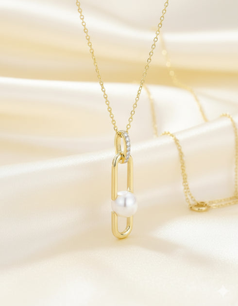 6-7mm Freshwater Pearl Link Pendant Necklace - Necklaces made with hand-selected pearls from House of Pearls