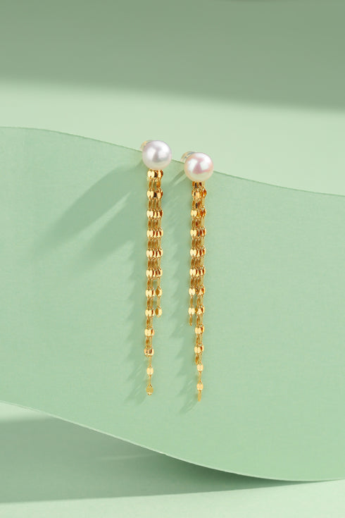 6-7mm Freshwater Pearl & Tassel Earrings - Earrings made with hand-selected pearls from House of Pearls