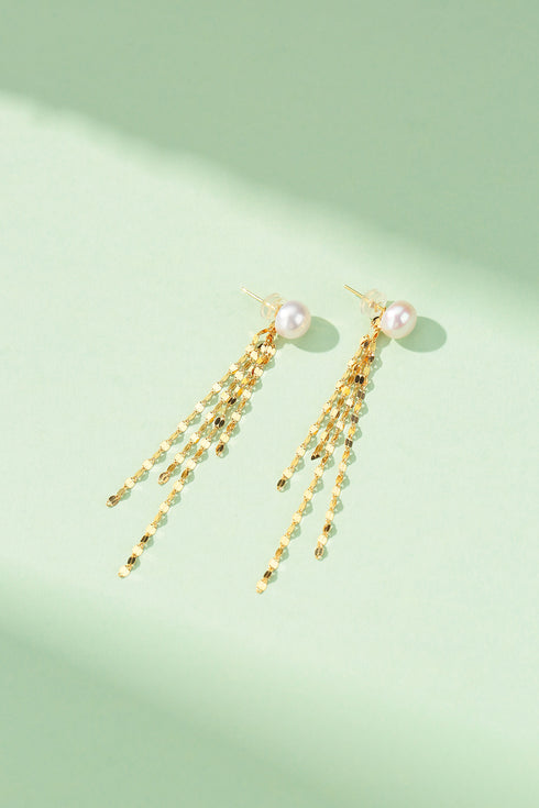 6-7mm Freshwater Pearl & Tassel Earrings - Earrings made with hand-selected pearls from House of Pearls