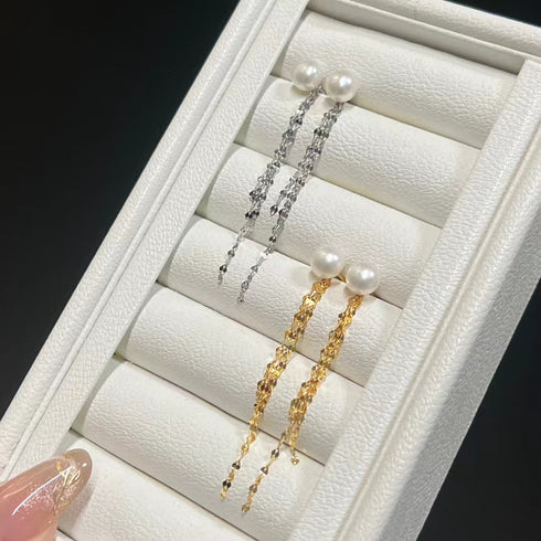 6-7mm Freshwater Pearl & Tassel Earrings - Earrings made with hand-selected pearls from House of Pearls