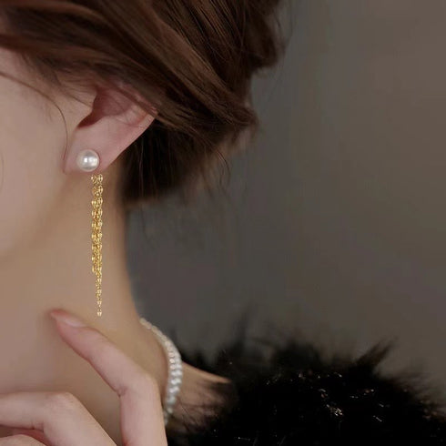 6-7mm Freshwater Pearl & Tassel Earrings - Earrings made with hand-selected pearls from House of Pearls