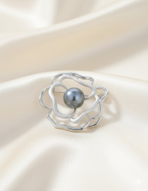 6–7mm Tahitian Pearl Rose Brooch - Brooch made with hand-selected pearls from House of Pearls