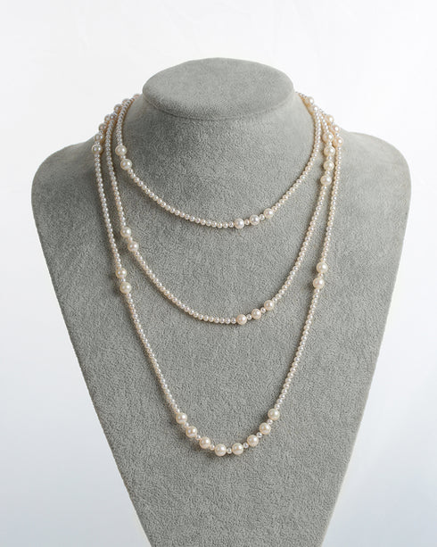 62" Large & Small White Freshwater Pearl Long Rope Necklace - Necklaces made with hand-selected pearls from House of Pearls