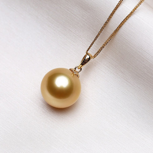 12-13mm Golden South Sea Pearl Classic Solitaire Pendant Necklace - GUILD Certified - Necklaces made with hand-selected pearls from House of Pearls