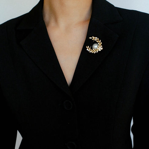 Grey Mabe Pearl Wheat Brooch - House Of Pearls