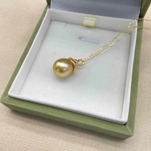11-13mm Golden South Sea Pearl & Pinecone Pendant - House Of Pearls