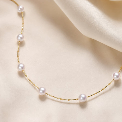 Necklace House Of Pearls TA 7.5–8mm Japanese Akoya pearl constellation on 18K gold chain