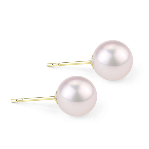 7.5-8mm White Akoya Pearl Stud Earrings 18K Gold - Earrings made with hand-selected pearls from House of Pearls
