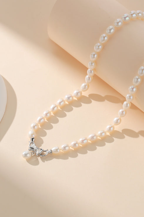 7-8mm Freshwater Pearl Bow Pendant Necklace - Necklaces made with hand-selected pearls from House of Pearls
