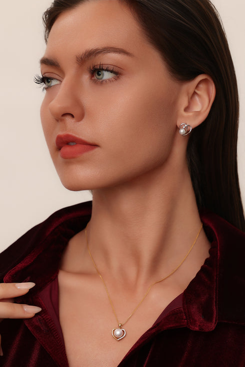 6–7mm Freshwater Pearl Heart Earrings