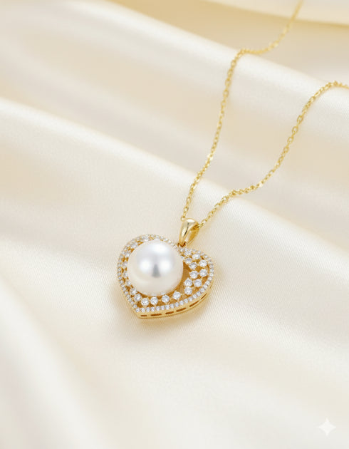 7–8mm Freshwater Pearl Heart Pendant Necklace - Necklaces made with hand-selected pearls from House of Pearls