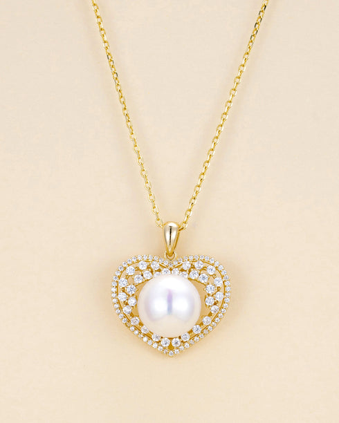 7–8mm Freshwater Pearl Heart Pendant Necklace - Necklaces made with hand-selected pearls from House of Pearls