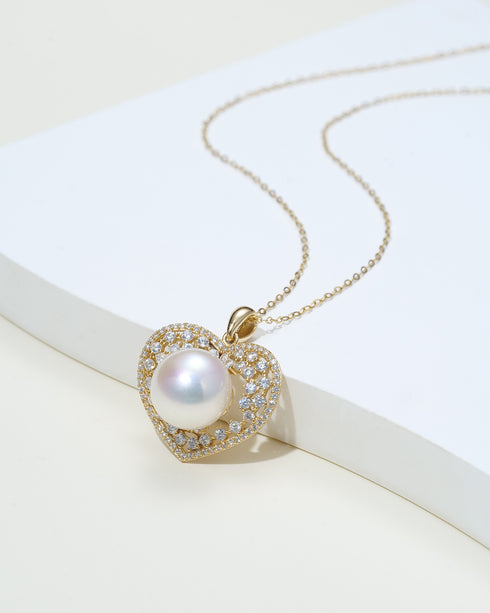 7–8mm Freshwater Pearl Heart Pendant Necklace - Necklaces made with hand-selected pearls from House of Pearls
