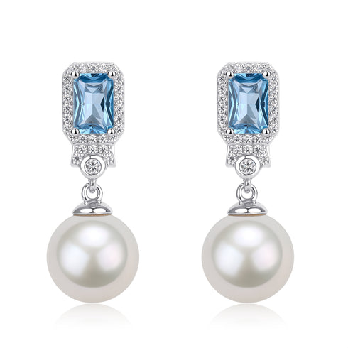 9-10mm Pearl Blue Zirconia Earrings