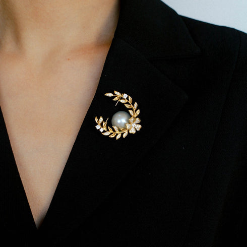 Grey Mabe Pearl Wheat Brooch - House Of Pearls