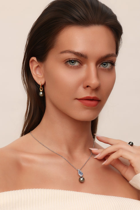 9-10mm Baroque Tahitian Pearl Hoop Earrings