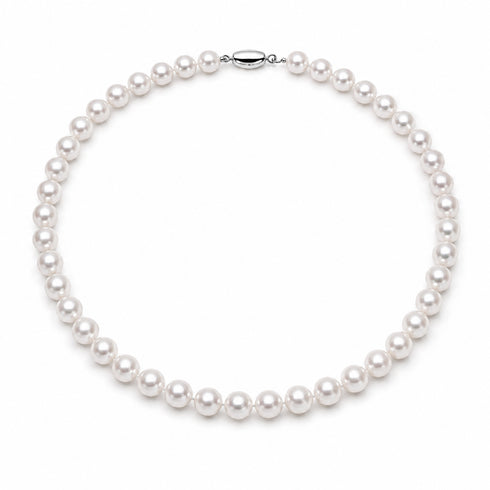 Akoya Hanadama Pearl Necklace, 8.5–9.0mm white pearls, GRC certified