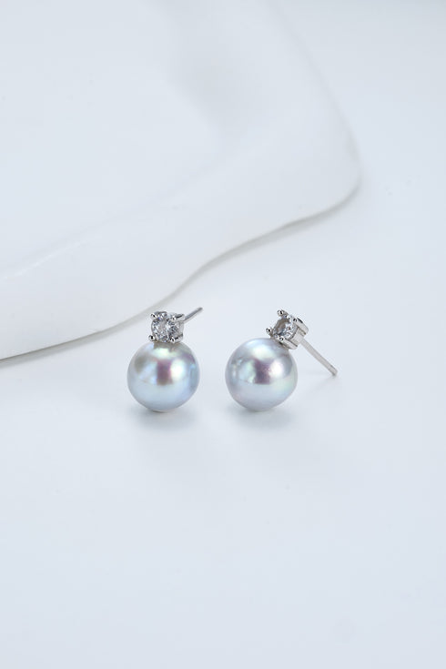 8-9mm Akoya Silver Blue Pearl Necklace & Earring Jewelry Set - Sets made with hand-selected pearls from House of Pearls