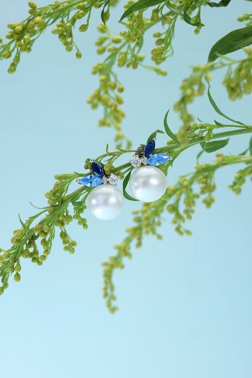 8-9mm Blue Dainty Pearl Earrings - Earrings made with hand-selected pearls from House of Pearls