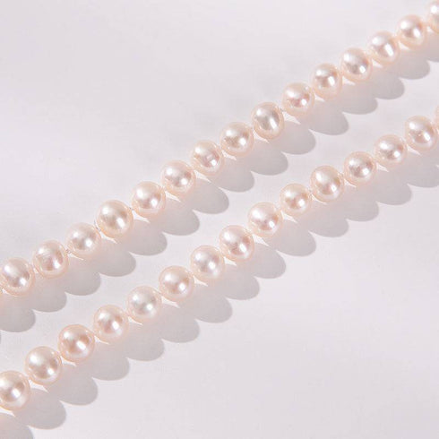 8-9mm Classic White Round Freshwater Pearl Necklace, Sterling Silver Clasp AAAA Grade - Necklaces made with hand-selected pearls from House of Pearls