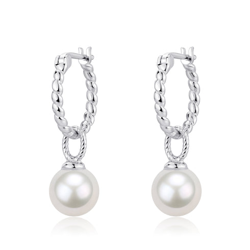 8-9mm Freshwater Pearl & Twist Hoop Detachable Earrings - Earrings made with hand-selected pearls from House of Pearls