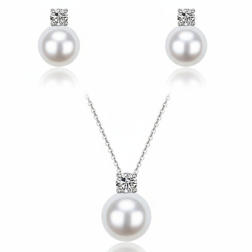 8-9mm White Freshwater Pearl Necklace & Earring Jewelry Set - Sets made with hand-selected pearls from House of Pearls