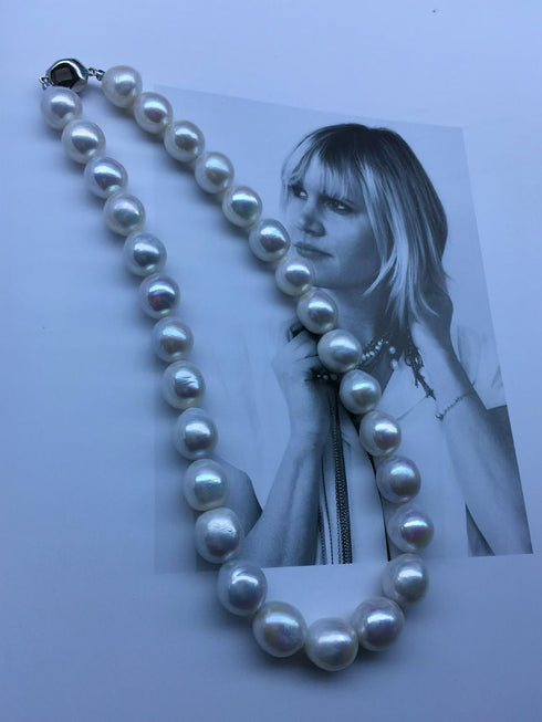 12-13mm White Large Baroque Freshwater Pearl Necklace