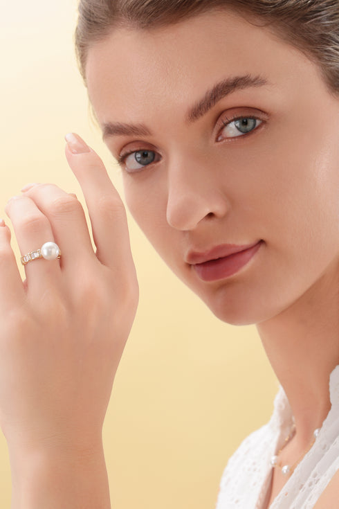 9-10mm Freshwater Pearl & Amanda Ring - Rings made with hand-selected pearls from House of Pearls