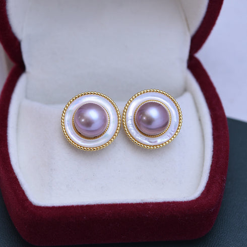 9-10mm Freshwater Pearl Round & Elysia Earrings - Earrings made with hand-selected pearls from House of Pearls