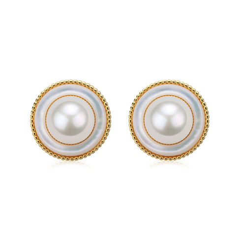 9-10mm Freshwater Pearl Round & Elysia Earrings - Earrings made with hand-selected pearls from House of Pearls
