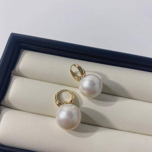9-10mm Round Hoop Freshwater Pearl Earrings Sterling Silver - Earrings made with hand-selected pearls from House of Pearls