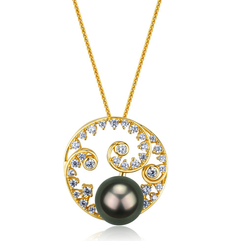 9-10mm Tahitian Black Pearl Wreath Pendant - Necklaces made with hand-selected pearls from House of Pearls