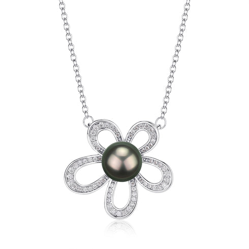 9-10mm Tahitian Pearl Flower Pendant - Necklaces made with hand-selected pearls from House of Pearls