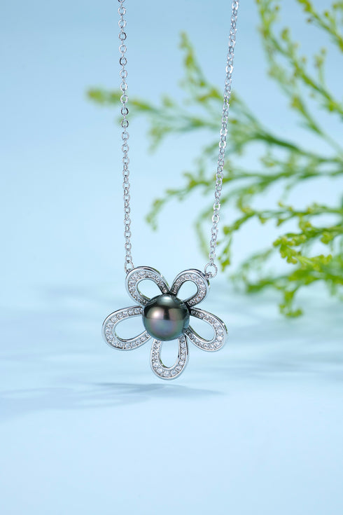 9-10mm Tahitian Pearl Flower Pendant - Necklaces made with hand-selected pearls from House of Pearls