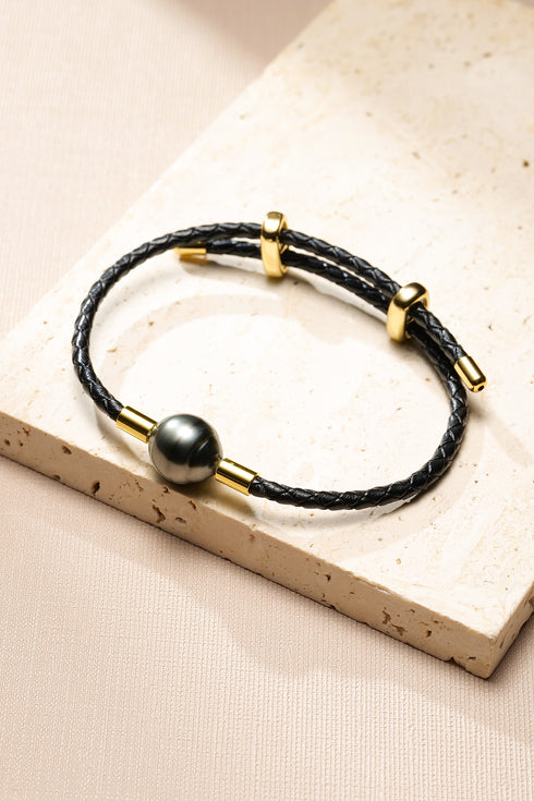 9-10mm Tahitian Pearl Leather Bracelet - Bracelets made with hand-selected pearls from House of Pearls