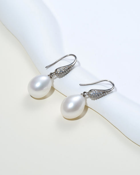 9–10mm Teardrop Freshwater Pearl Hook Earrings - Earrings made with hand-selected pearls from House of Pearls