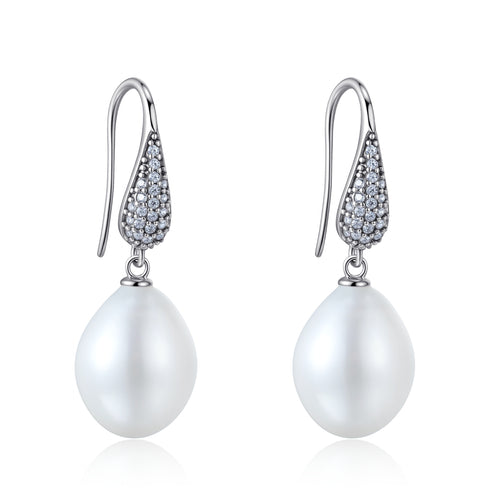 9–10mm Teardrop Freshwater Pearl Hook Earrings
