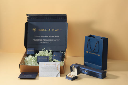 9-10mm Freshwater Rice Pearl & Amoret Earrings - Earrings made with hand-selected pearls from House of Pearls