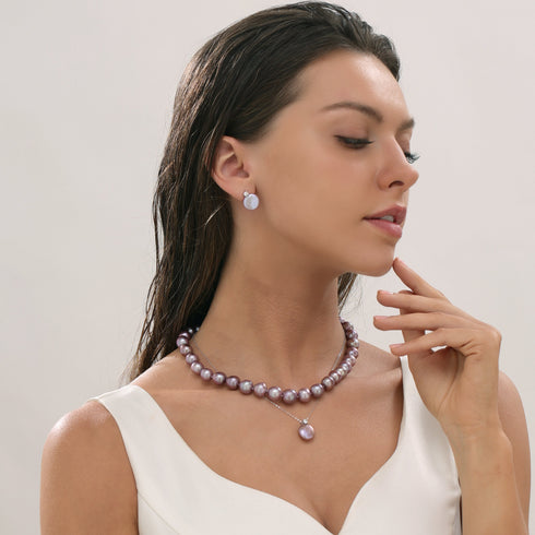 9-11mm Purple Freshwater Pearl Necklace by House of Pearls, lavender-toned pearls