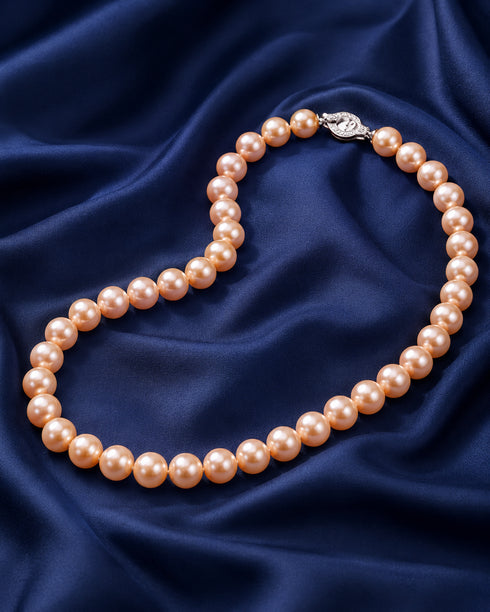 9-11mm peach pink Edison pearl strand necklace by House Of Pearls XM