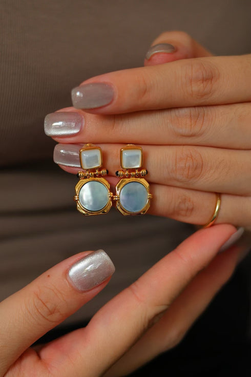 Freshwater Mabe Pearl & White Shell Earrings - House Of Pearls