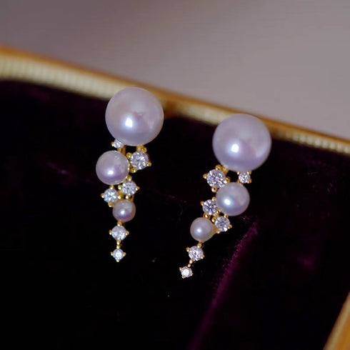 Bling Starry Sky Freshwater Pearl Drop Earrings - House Of Pearls