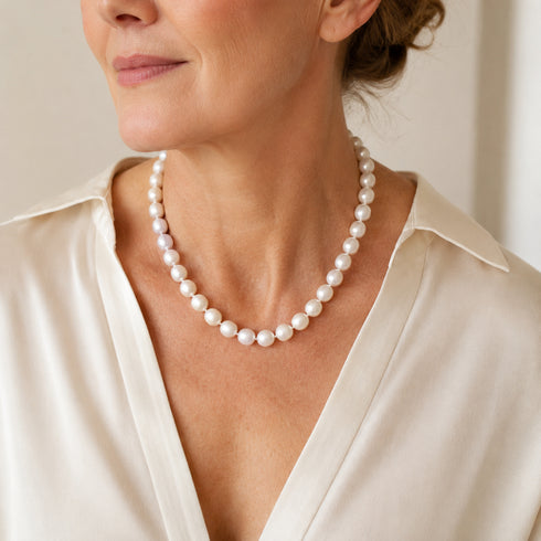 9–12mm Graduated White Freshwater Pearl Necklace by House Of Pearls -JT