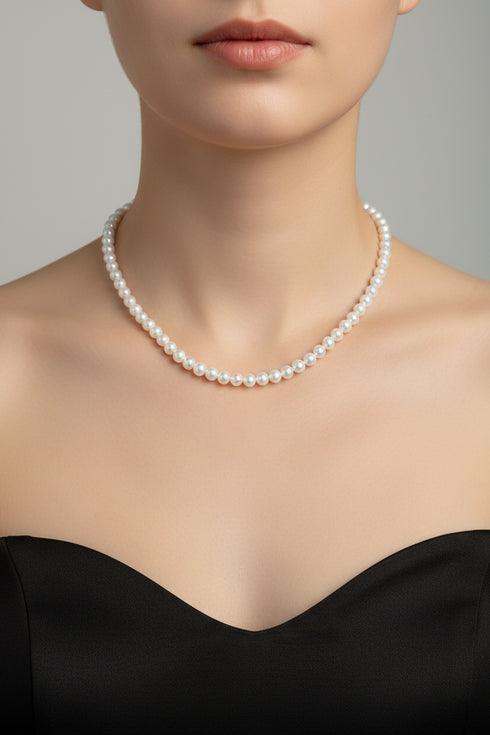 Aurora White Freshwater Pearl Strand Necklace (5–5.5mm)