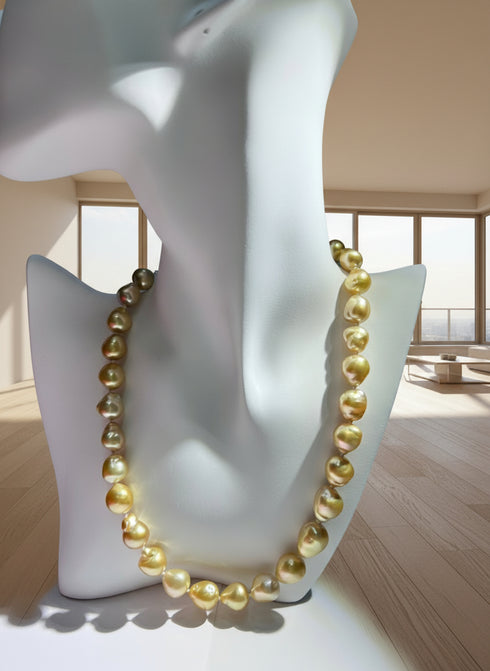 11-13mm Golden South Sea Baroque Pearl Strand