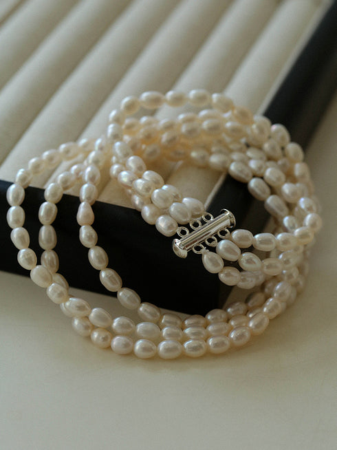 Triple Layer Freshwater Pearl Necklace and Bracelet Set - House Of Pearls