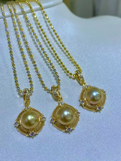 10-11mm South Sea Golden Pearl Buccellati-Inspired Pendant Necklace