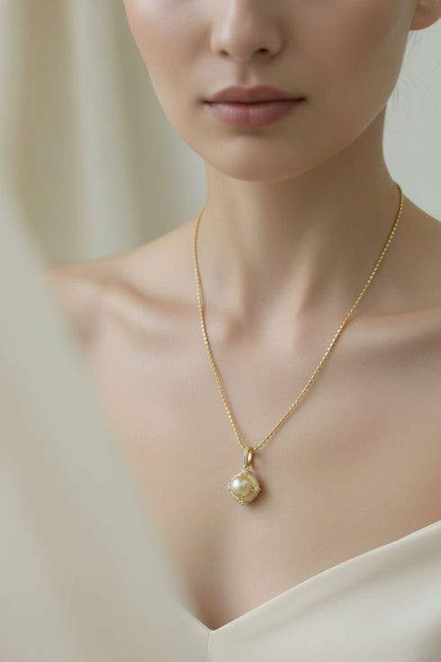 10-11mm South Sea Golden Pearl Buccellati-Inspired Pendant Necklace - Necklaces made with hand-selected pearls from House of Pearls