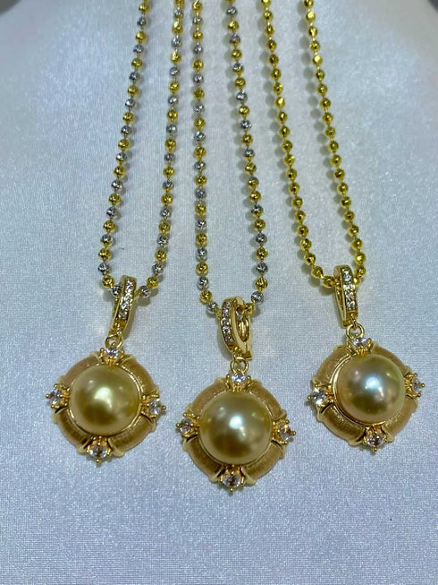 10-11mm South Sea Golden Pearl Buccellati-Inspired Pendant Necklace
